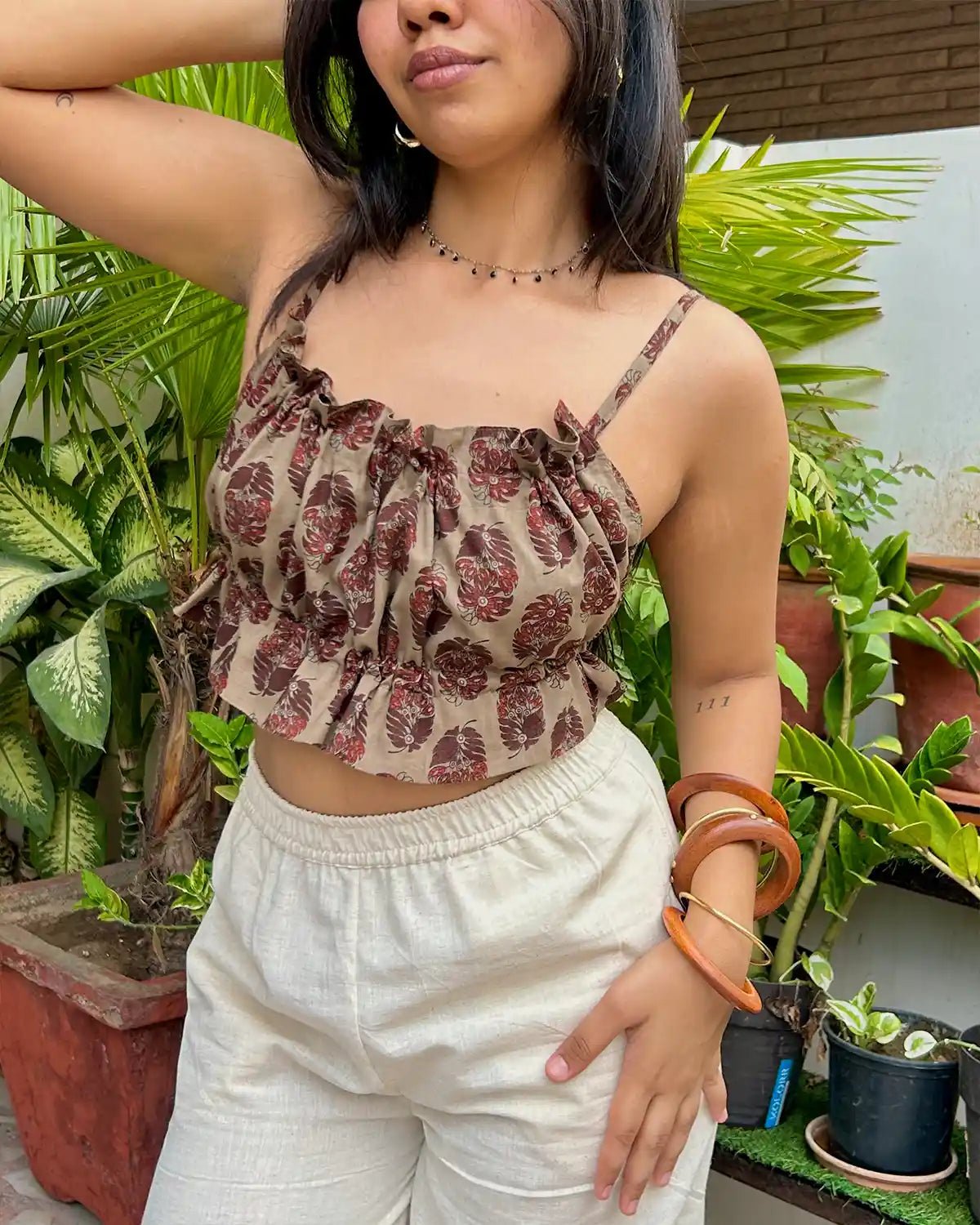 Brown Rutvi backless top - Shopsuhi