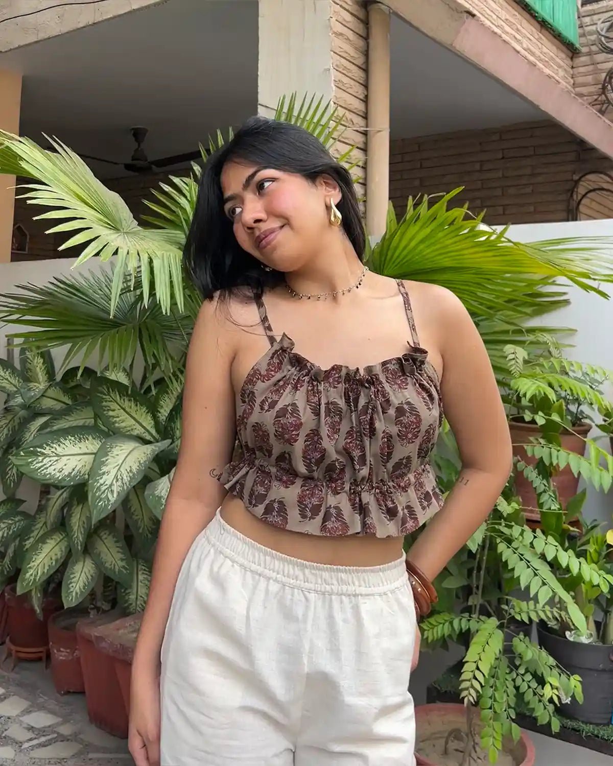 Brown Rutvi backless top - Shopsuhi