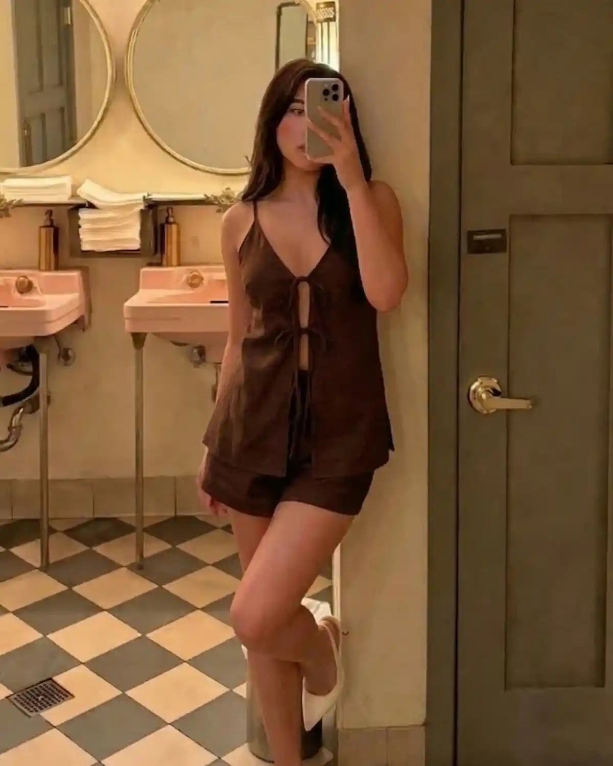 Chocolate Brown Strings attached Co-ord set