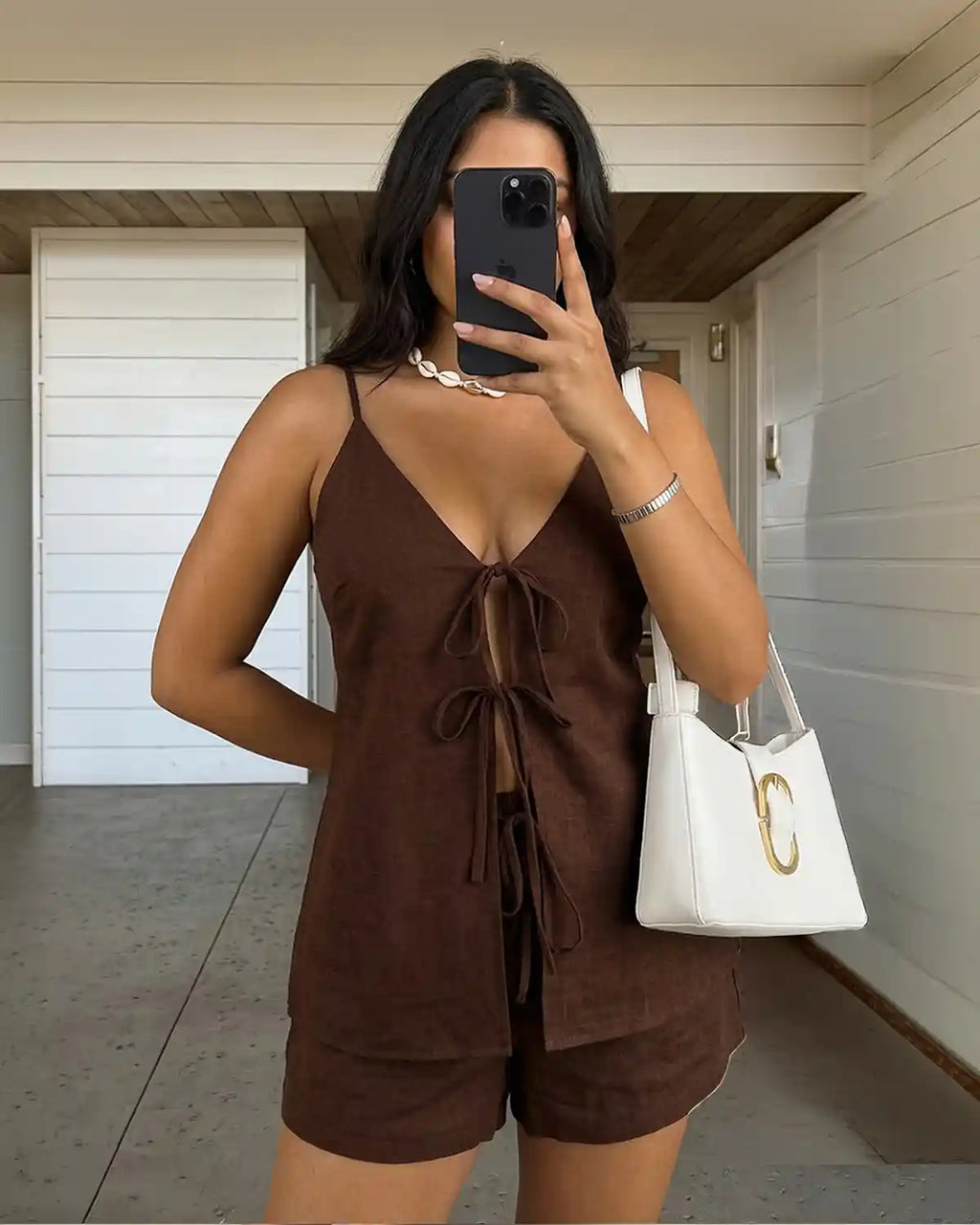 Chocolate Brown Strings attached Co-ord set