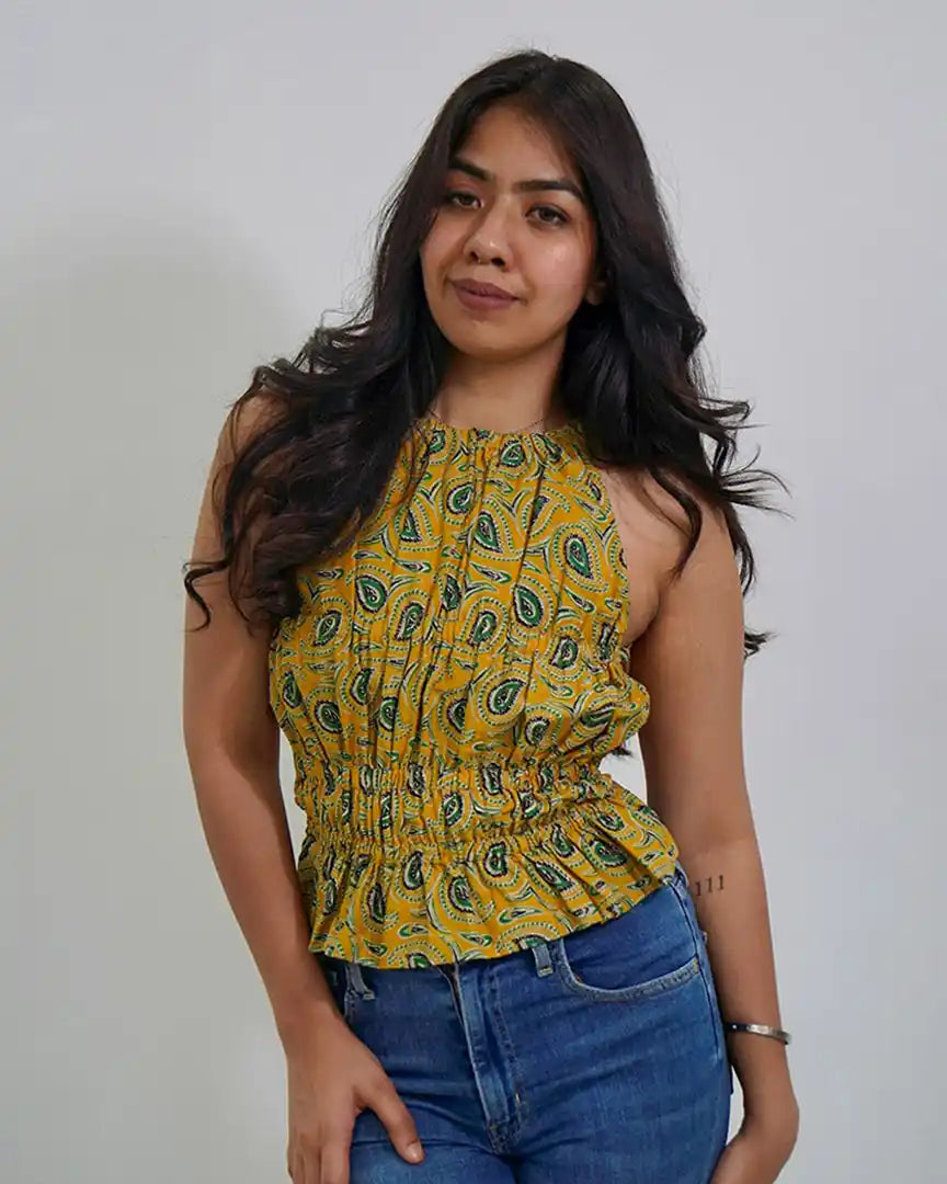 Mustard Yellow Sharvari Top