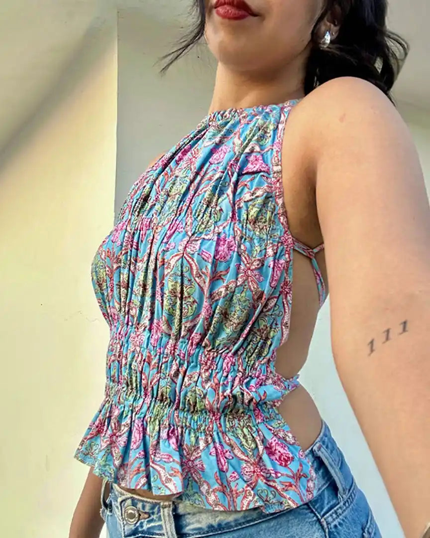Powder Blue Sharvari Top