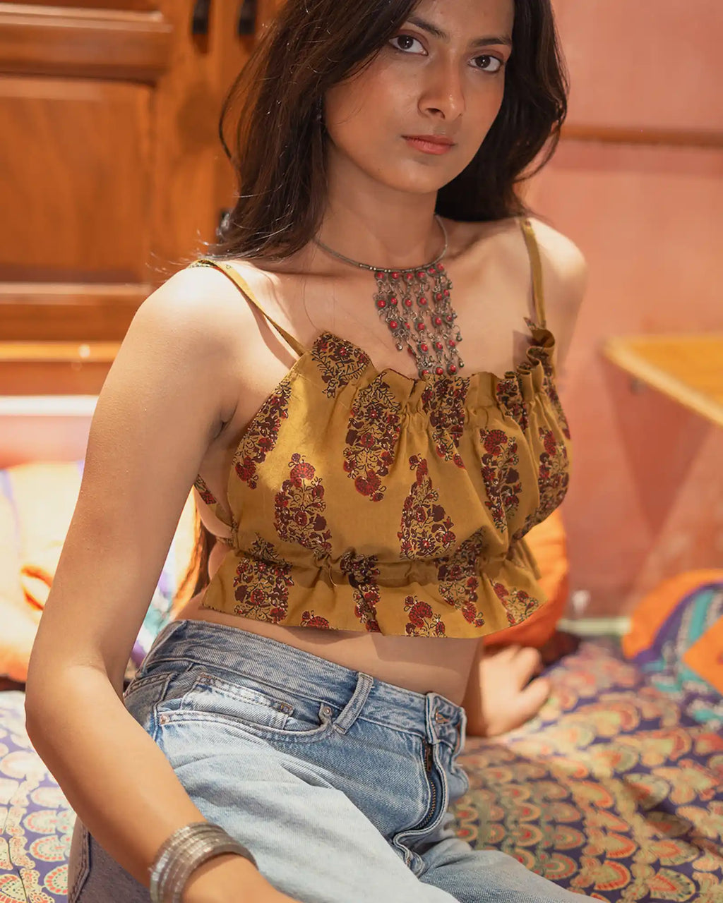 Gold Rutvi backless top