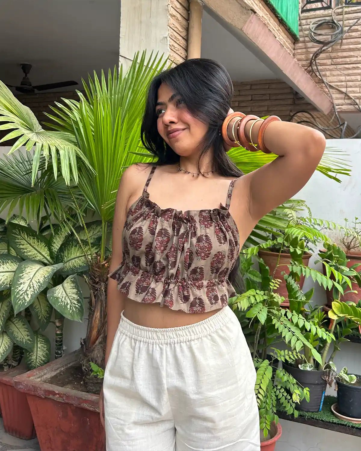 Brown Rutvi backless top - Shopsuhi