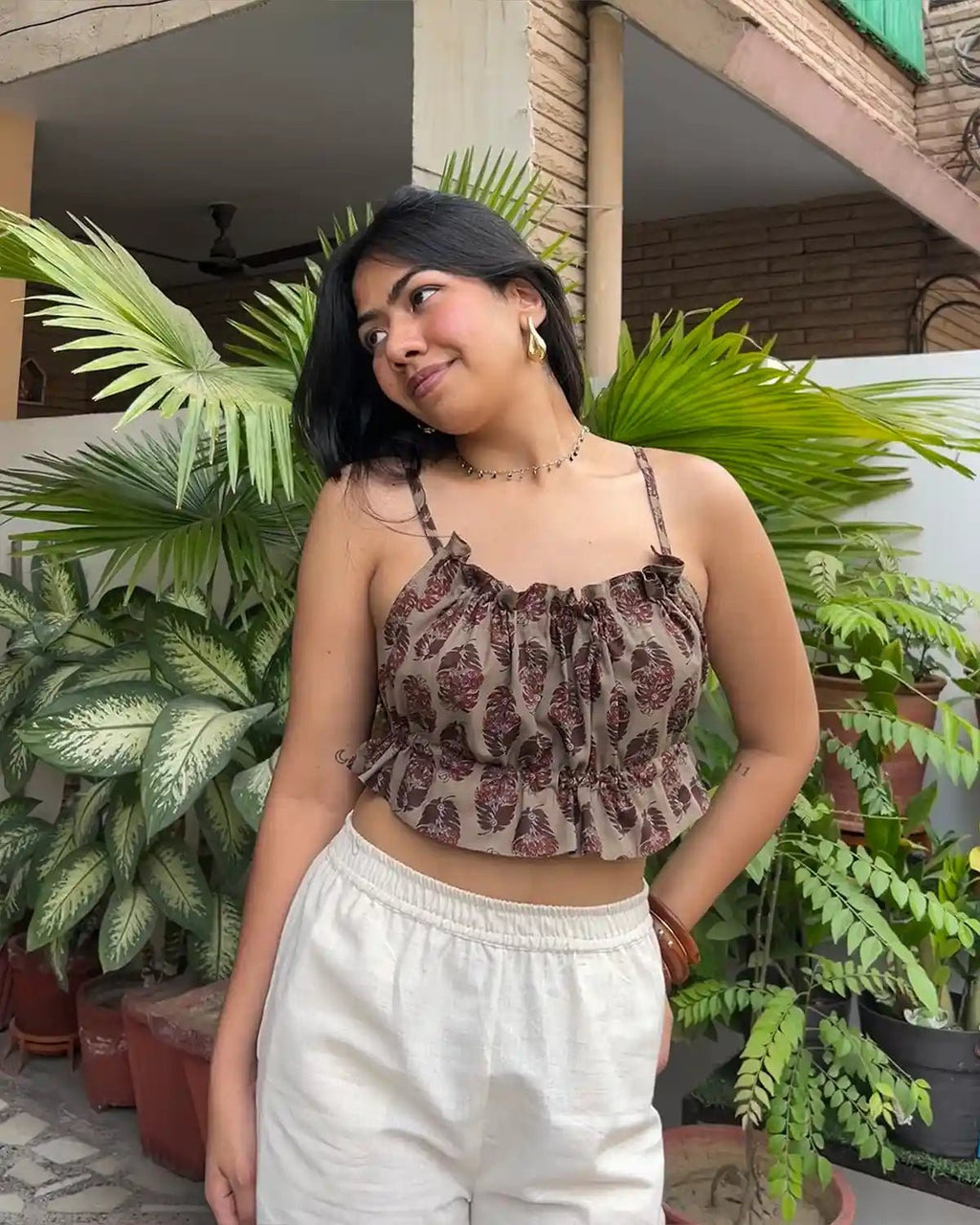 Brown Rutvi backless top - Shopsuhi
