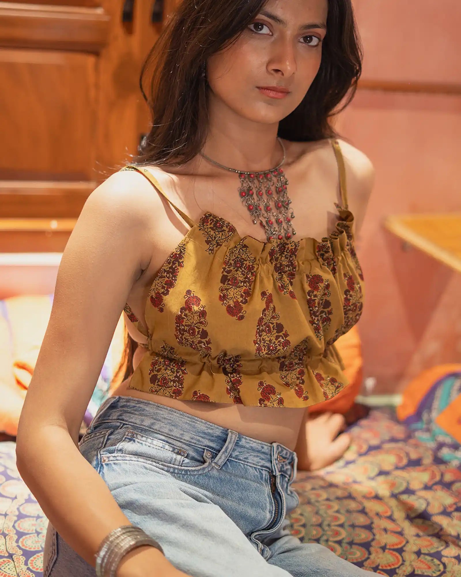 Gold Rutvi backless top - Shopsuhi