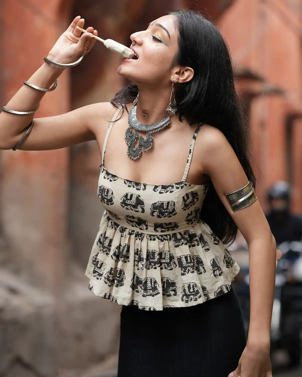 Beige Kulfi Frill Top