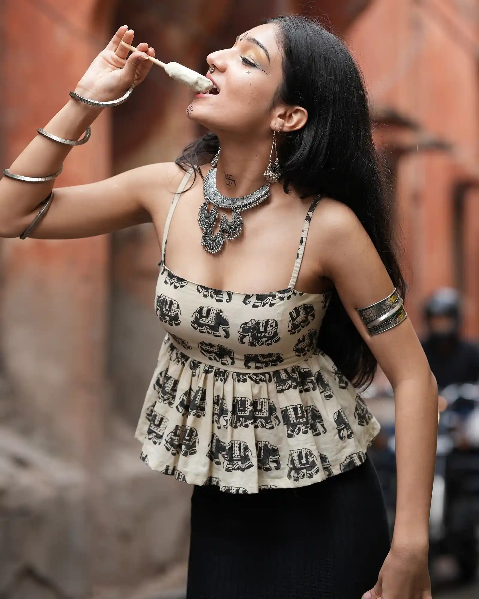 Beige Kulfi Frill Top