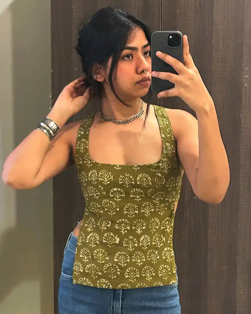 Olive Vajra Top - Shopsuhi