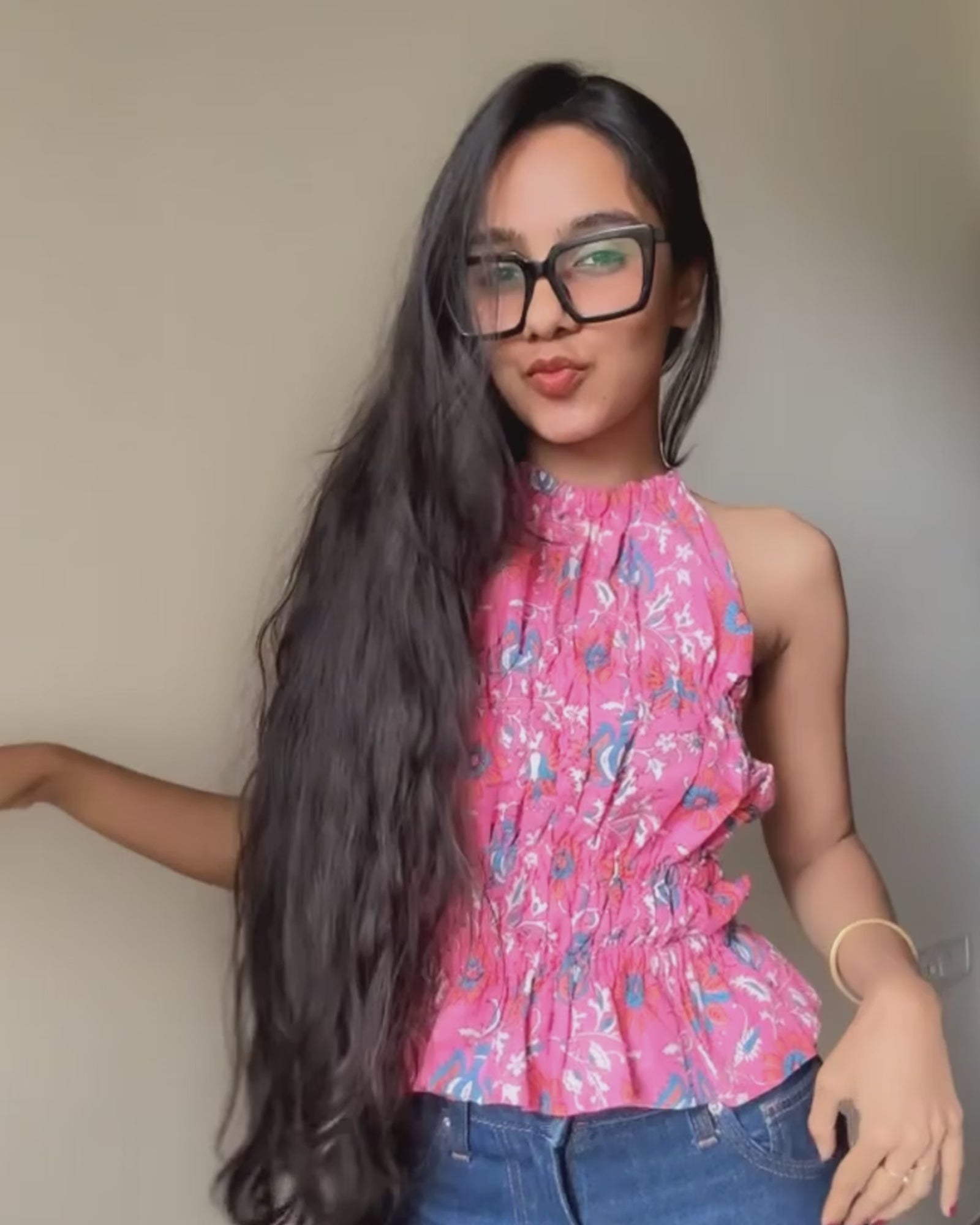 Flamingo Pink Sharvari Top