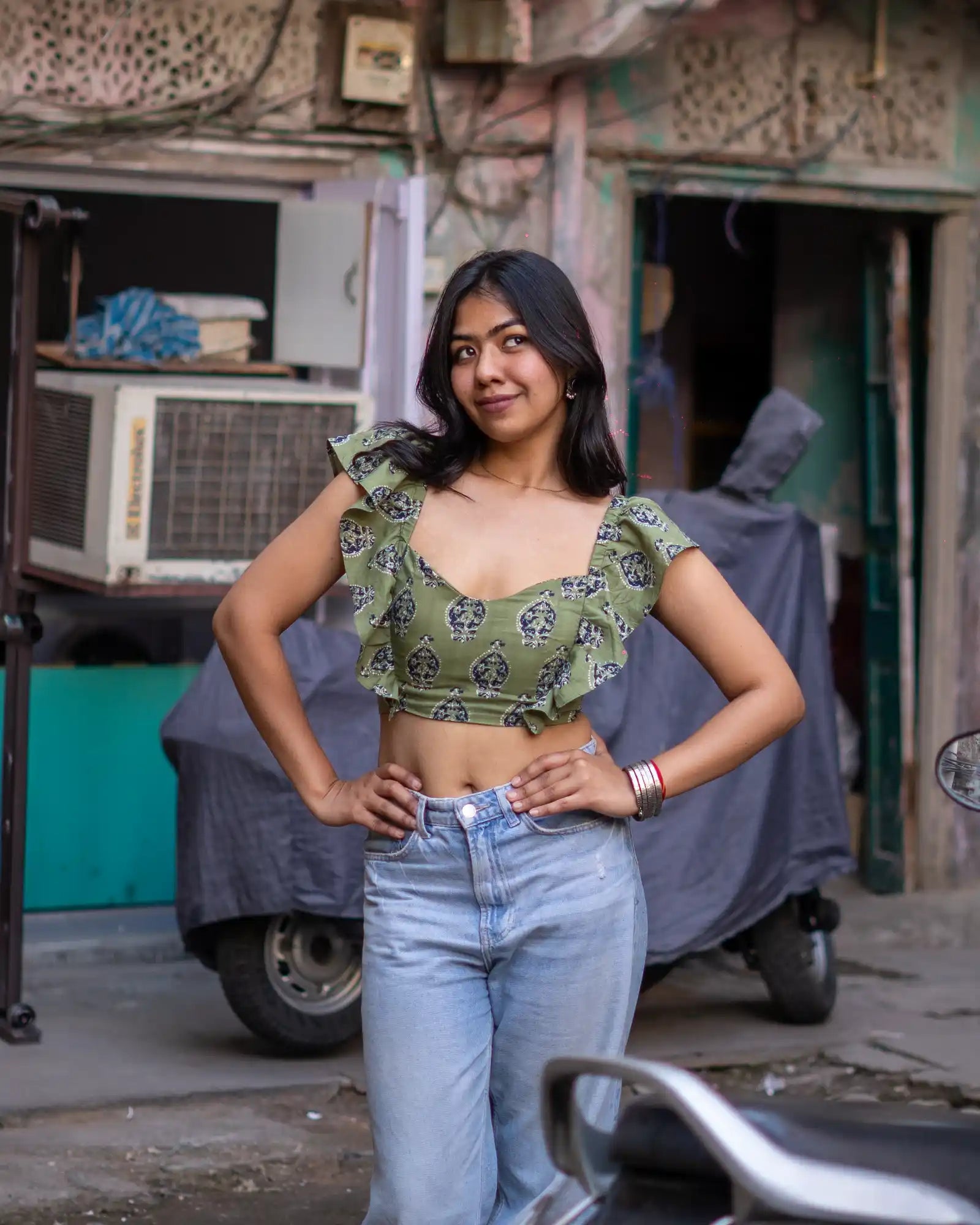 Sea Green Rooh frill top