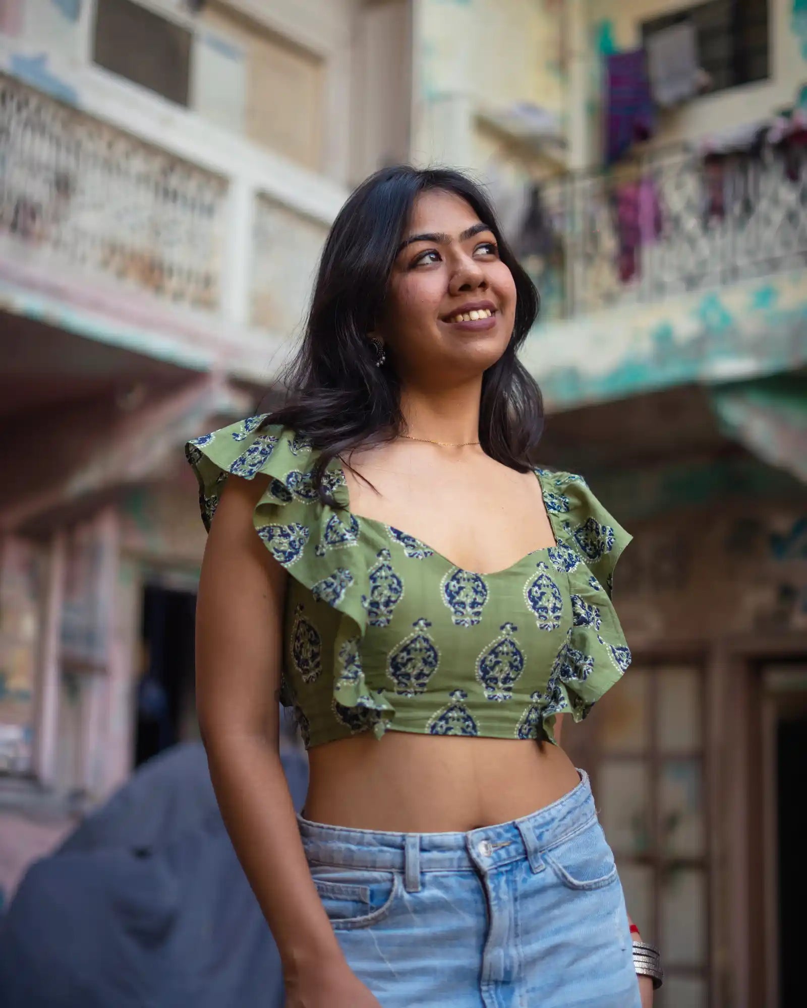 Sea Green Rooh frill top