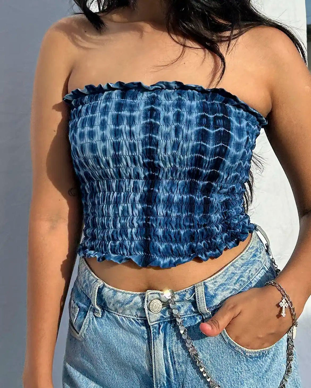 Stormy blue Pri Tube top - Shopsuhi